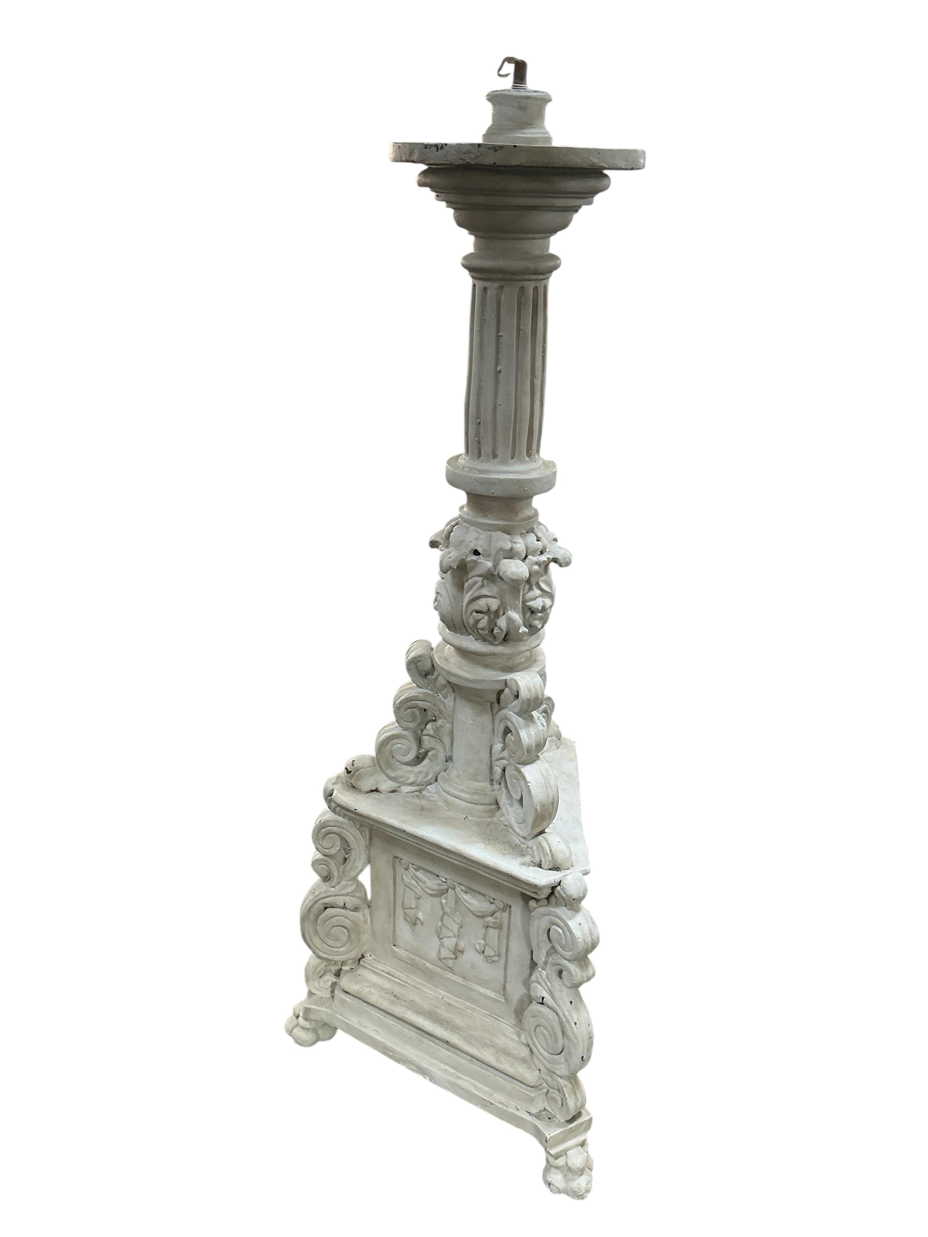 An 18th century style Florentine design painted composition floor lamp, height 150cm